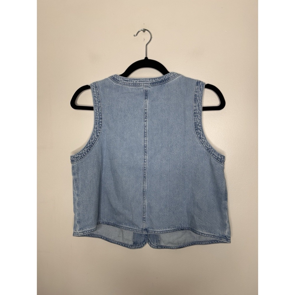 American Eagle Women's Blue Denim Vest Y2K Utility Sleek Size Medium New NWT - Picture 6 of 10
